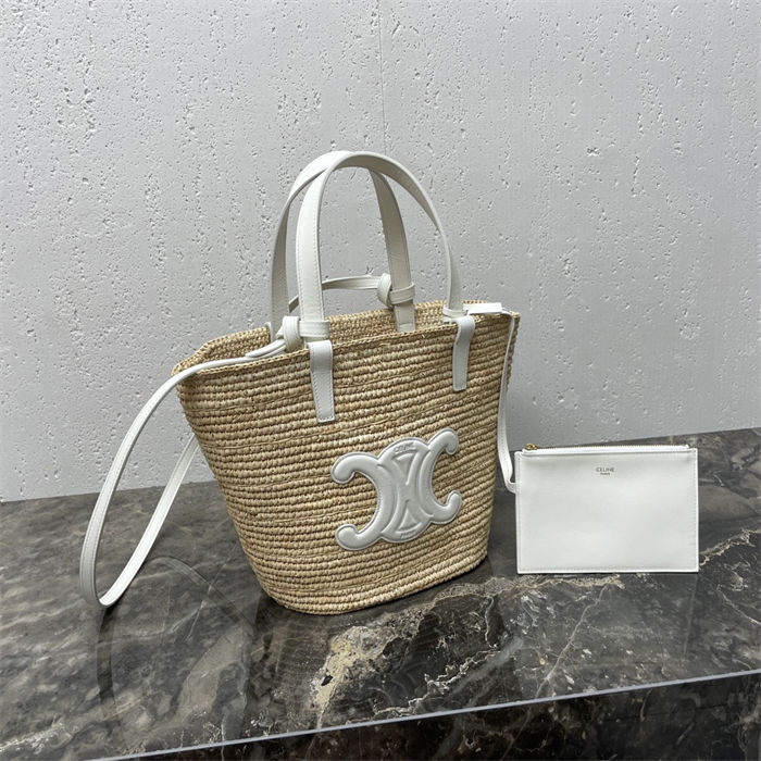 TEEN SUPPLE CELINE CLASSIC PANIER IN RAFFIA AND CALFSKIN High