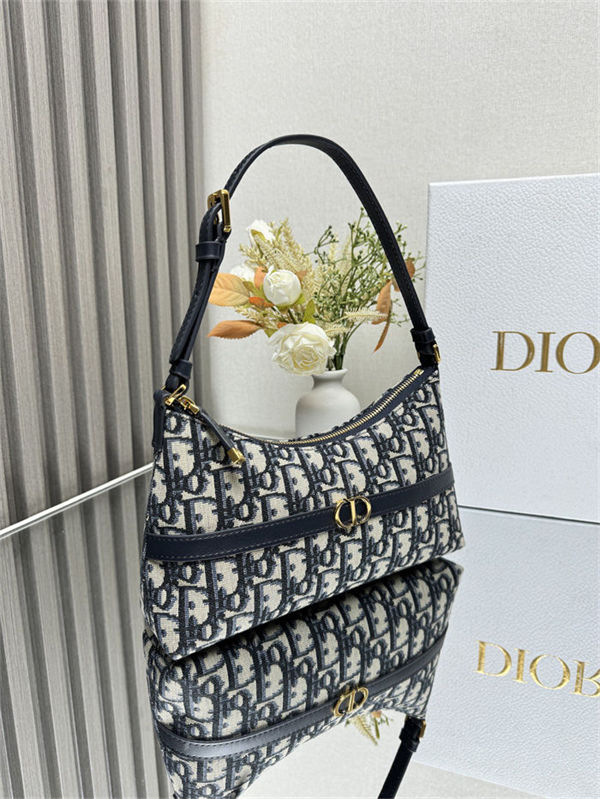 30 Montaigne Mini Hobo Shoulder Bag Dior Oblique Jacquard Blue High