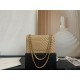 Medium CLASSIC HANDBAG Chevrons Pattern Lambskin Beige Gold Metal A