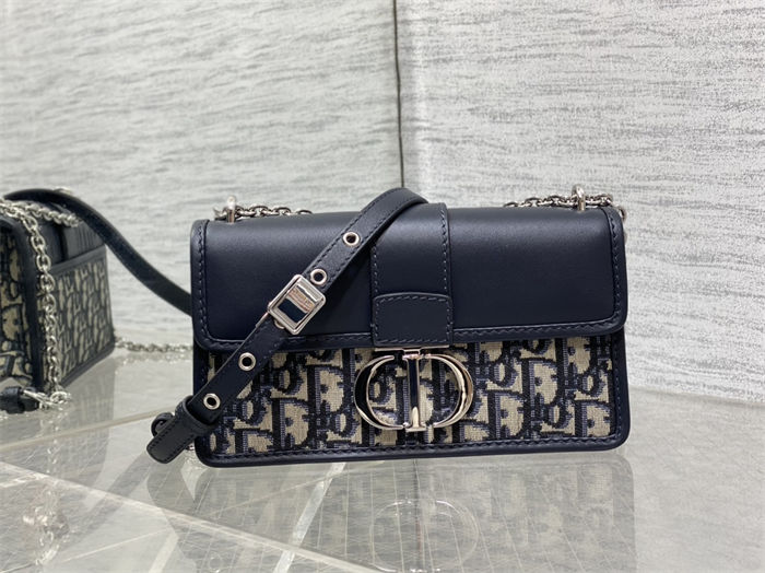 30 MONTAIGNE EAST-WEST BAG WITH CHAIN Dior Oblique Jacquard Blue High