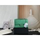 Medium CLASSIC HANDBAG Chevrons Pattern Lambskin Green Silver Metal A