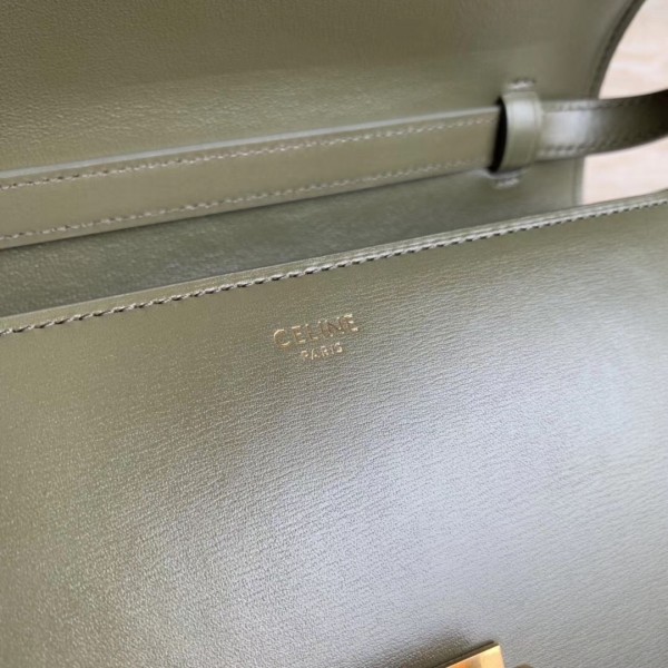 Celine Medium Classic Box Bag In Army Green Box Calfskin High