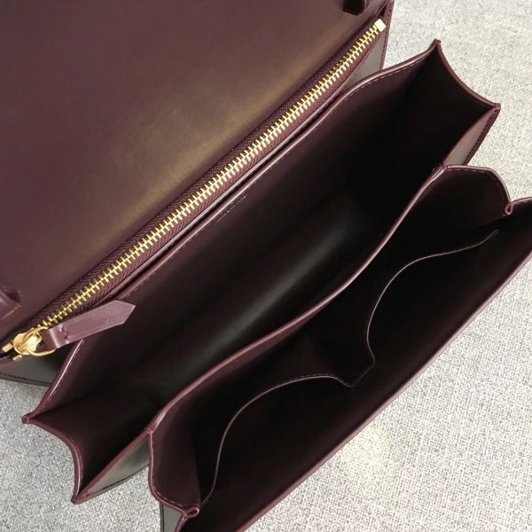 Celine Medium Classic Box Bag In Burgundy Box Calfskin High