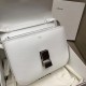 Celine Medium Classic Box Bag In White Liege Calfskin High