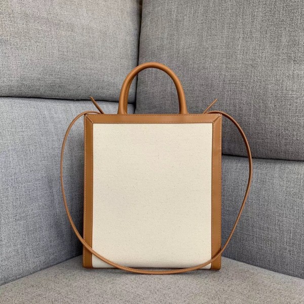 Celine Small Vertical Cabas Bag In Canvas With Logo Print High