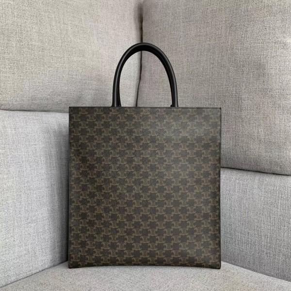 Celine Vertical Cabas Bag In Triomphe Canvas With Logo Print High