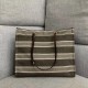 Celine Squared Cabas Bag In Striped Textile And Calfskin High