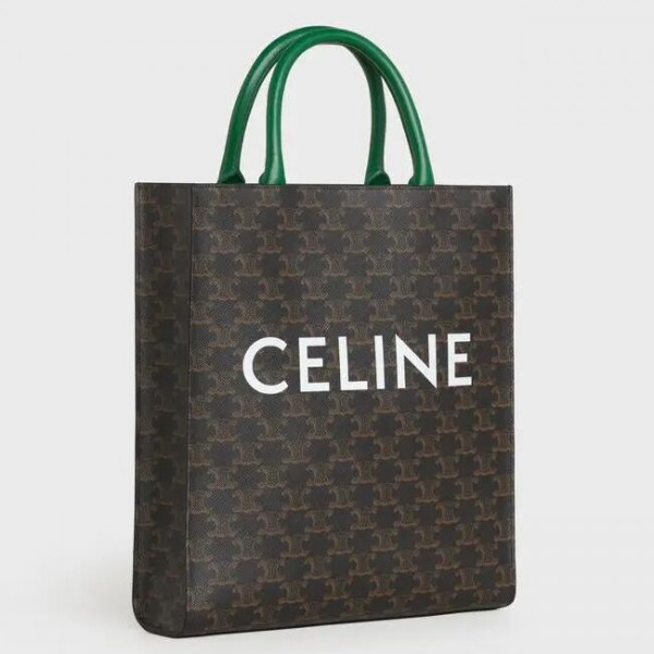 Celine Small Cabas Vertical Bag With Green Handles High