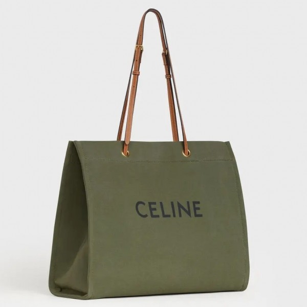 Celine Squared Cabas Bag In Textile with Celine Print High