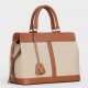 Celine Medium Cabas De France Bag In Textile And Tan Calfskin High