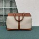 Celine Medium Cabas De France Bag In Textile And Tan Calfskin High