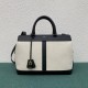 Celine Medium Cabas De France Bag In Textile And Black Calfskin High