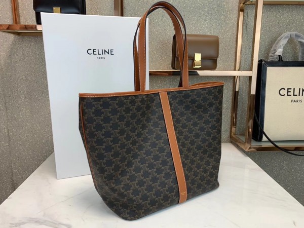 Celine Medium Cabas Bag in Triomphe Canvas High