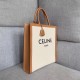 Celine Vertical Cabas Canvas Logo Print Bag High