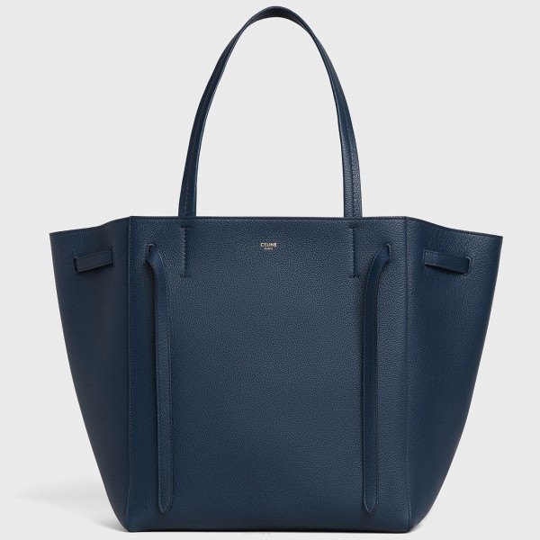 Celine Cabas Phantom Small Bag In Navy Blue Calfskin High