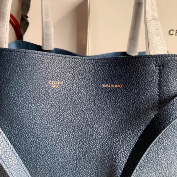 Celine Cabas Phantom Small Bag In Navy Blue Calfskin High