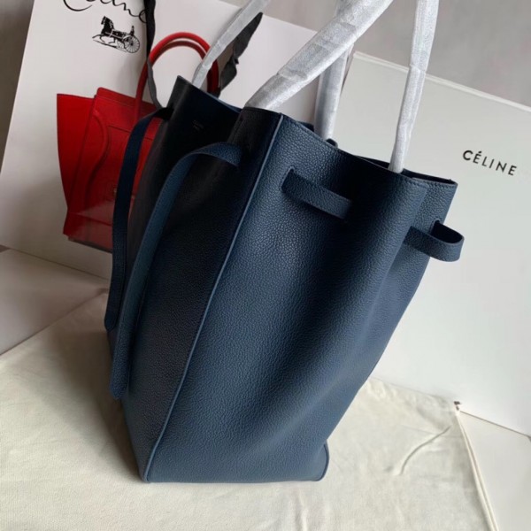 Celine Cabas Phantom Small Bag In Navy Blue Calfskin High