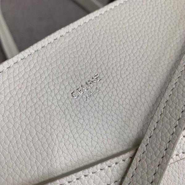 Celine Cabas Phantom Small Bag In White Calfskin High