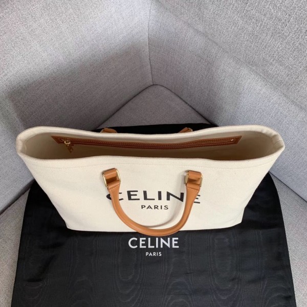 Celine Horizontal Cabas Canvas Logo Print Bag High