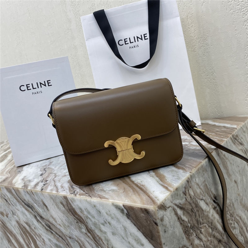 Celine Teen Triomphe Bag Shiny Calfskin Brown High