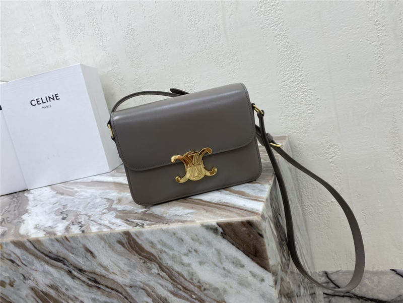 Celine Teen Triomphe Bag Shiny Calfskin Grey High