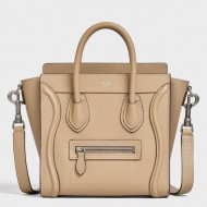 Celine Nano Luggage Bag In Dune Drummed Calfskin High