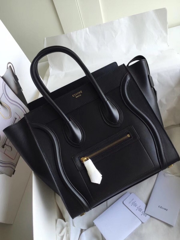 Celine Micro Luggage Bag In Black Smooth Calfskin High