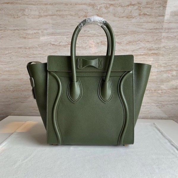 Celine Micro Luggage Bag In Army Green Drummed Calfskin High