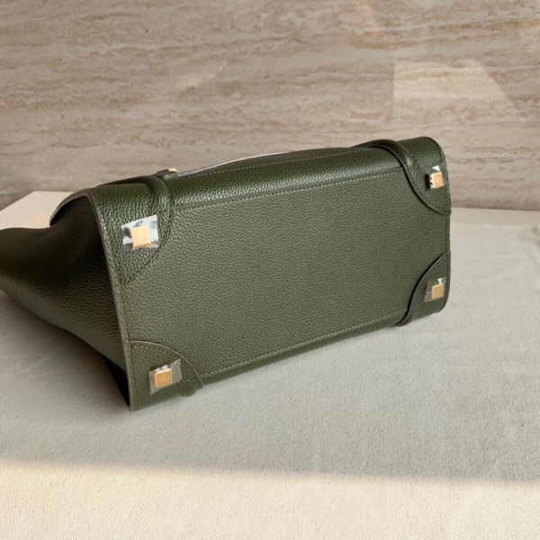 Celine Micro Luggage Bag In Army Green Drummed Calfskin High