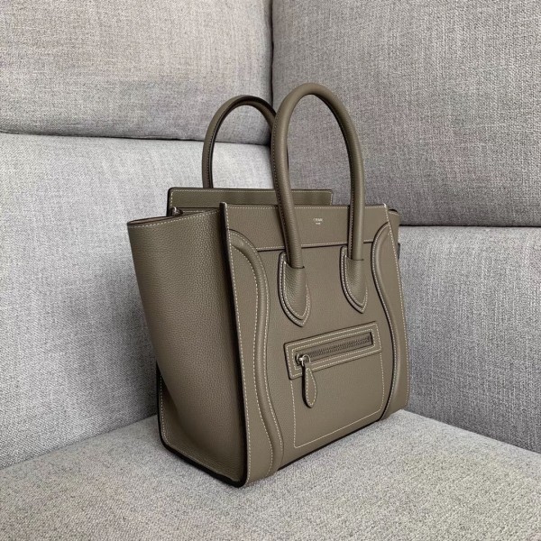 Celine Micro Luggage Bag In Souris Drummed Calfskin High