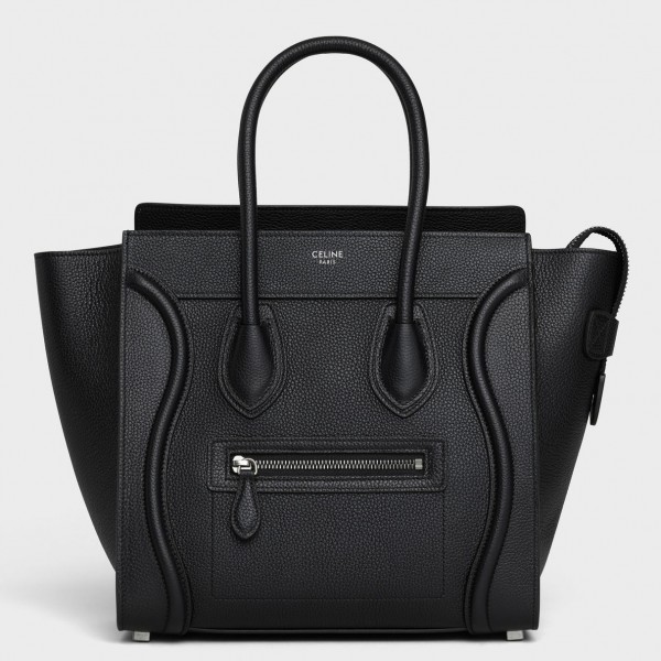 Celine Micro Luggage Bag In Black Drummed Calfskin High