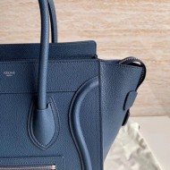 Celine Micro Luggage Bag In Navy Blue Drummed Calfskin High