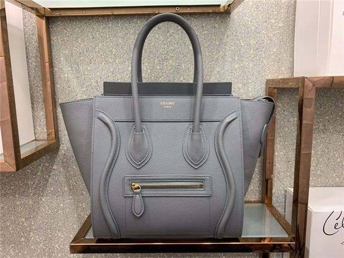 Celine Micro Luggage Bag In Kohl Drummed Calfskin High