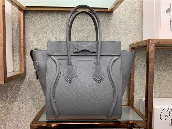 Celine Micro Luggage Bag In Kohl Drummed Calfskin High