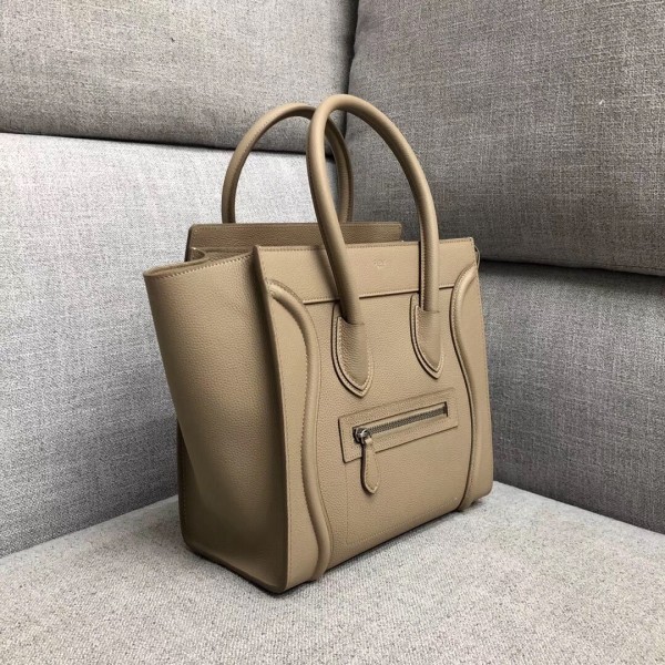 Celine Micro Luggage Bag In Dune Drummed Calfskin High