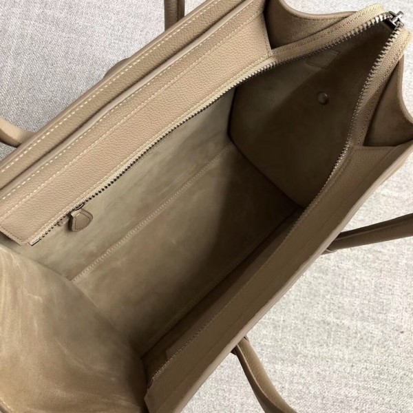 Celine Micro Luggage Bag In Dune Drummed Calfskin High