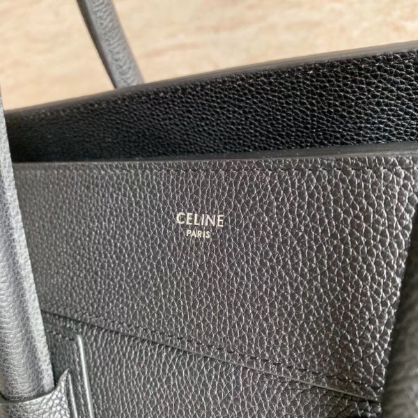 Celine Mini Luggage Bag In Black Drummed Calfskin High