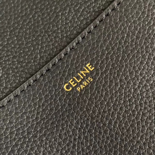 Celine Sangle Bucket Bag In Black Grained Calfskin High