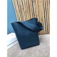 Celine Sangle Bucket Bag In Abyss Blue Grained Calfskin High