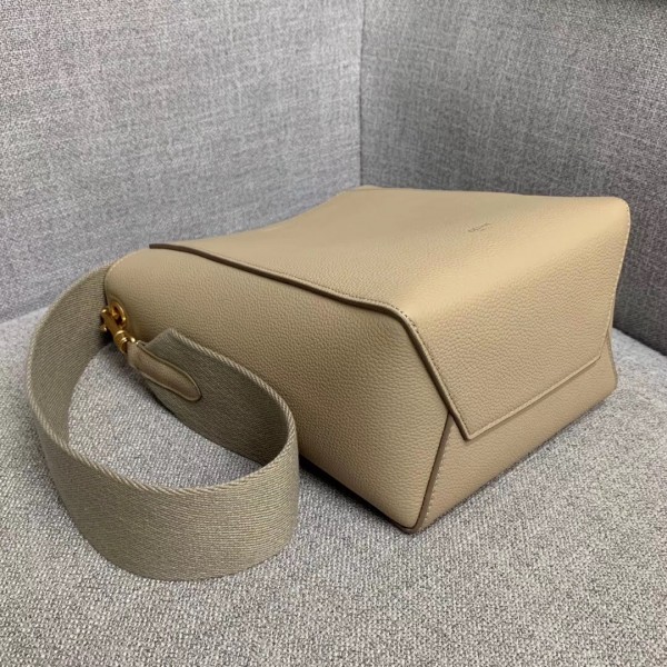 Celine Sangle Small Bucket Bag In Taupe Grained Calfskin High