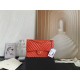 Medium CLASSIC HANDBAG Chevrons Pattern Lambskin Orange Red Gold Metal A