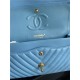 Medium CLASSIC HANDBAG Chevrons Pattern Lambskin Blue Gold Metal A