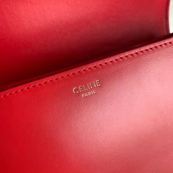 Celine Triomphe Medium Bag Calfskin Red High