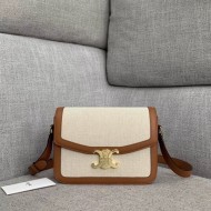 Celine Triomphe Medium Bag Textile with Calfskin High