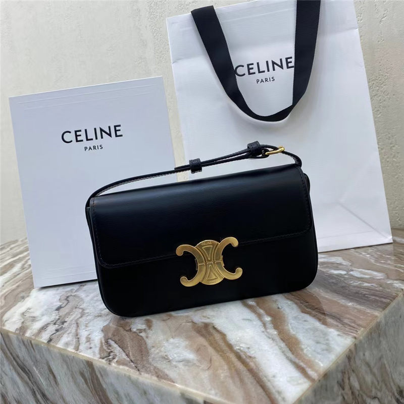 Celine SHOULDER BAG CLAUDE IN SHINY CALFSKIN BLACK High