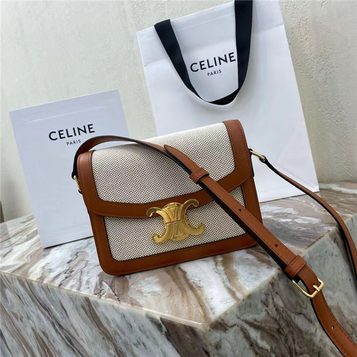 Celine Teen Triomphe Bag Textile And Calfskin High