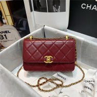 Chanel MINI FLAP BAG Calfskin & Gold-Tone Metal AS2615 Burgundy High