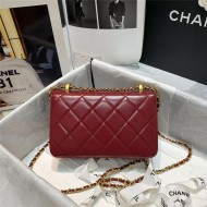 Chanel MINI FLAP BAG Calfskin & Gold-Tone Metal AS2615 Burgundy High