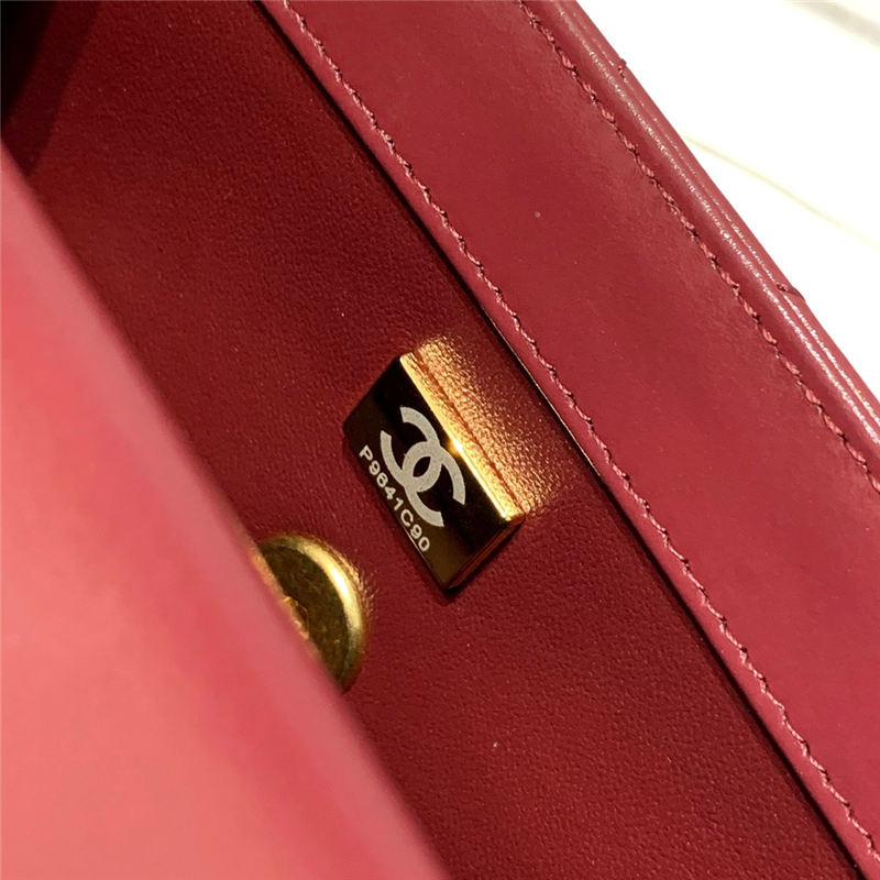 Chanel MINI FLAP BAG Calfskin & Gold-Tone Metal AS2615 Burgundy High