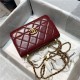 Chanel MINI FLAP BAG Calfskin & Gold-Tone Metal AS2615 Burgundy High